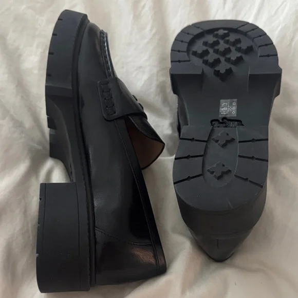 Coach Black Leather Penny Loafers with Logo Accent - Picture 5 of 5